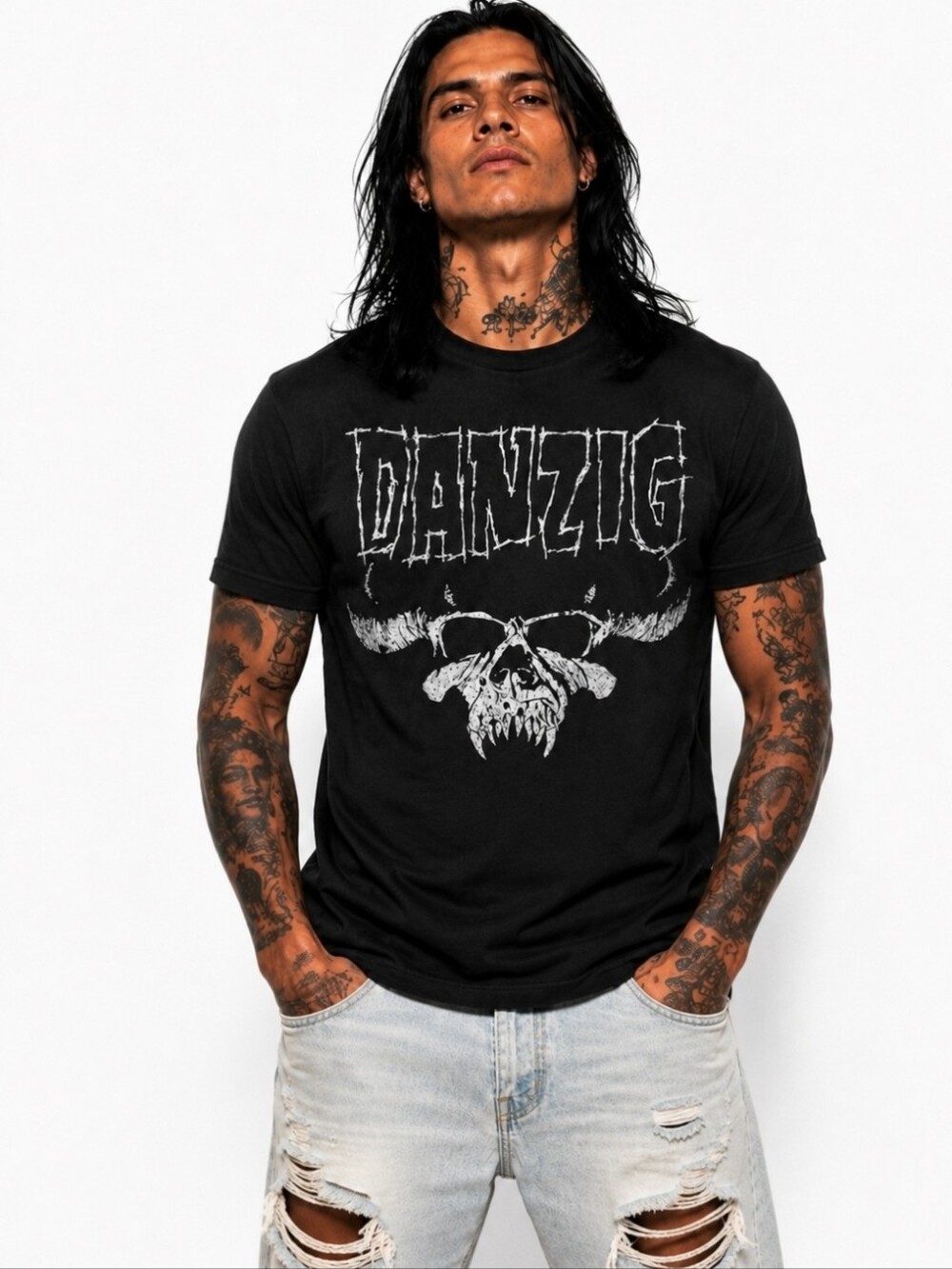 Danzig Demon Logo Black And White Shirt